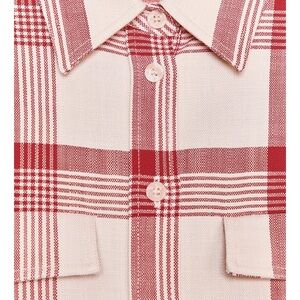 Zara Red and White Plaid Button Down Shirt
